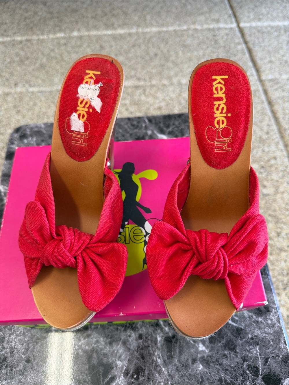 Kensie Girl Hot Pink Bow Slide Mules